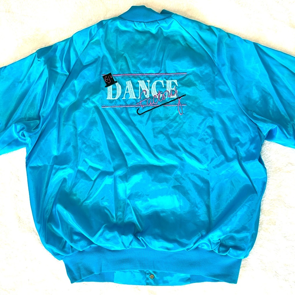 Vintage 80s West Ark Jacket Womens Blue Satin GJ’s Dance Factory Made in USA